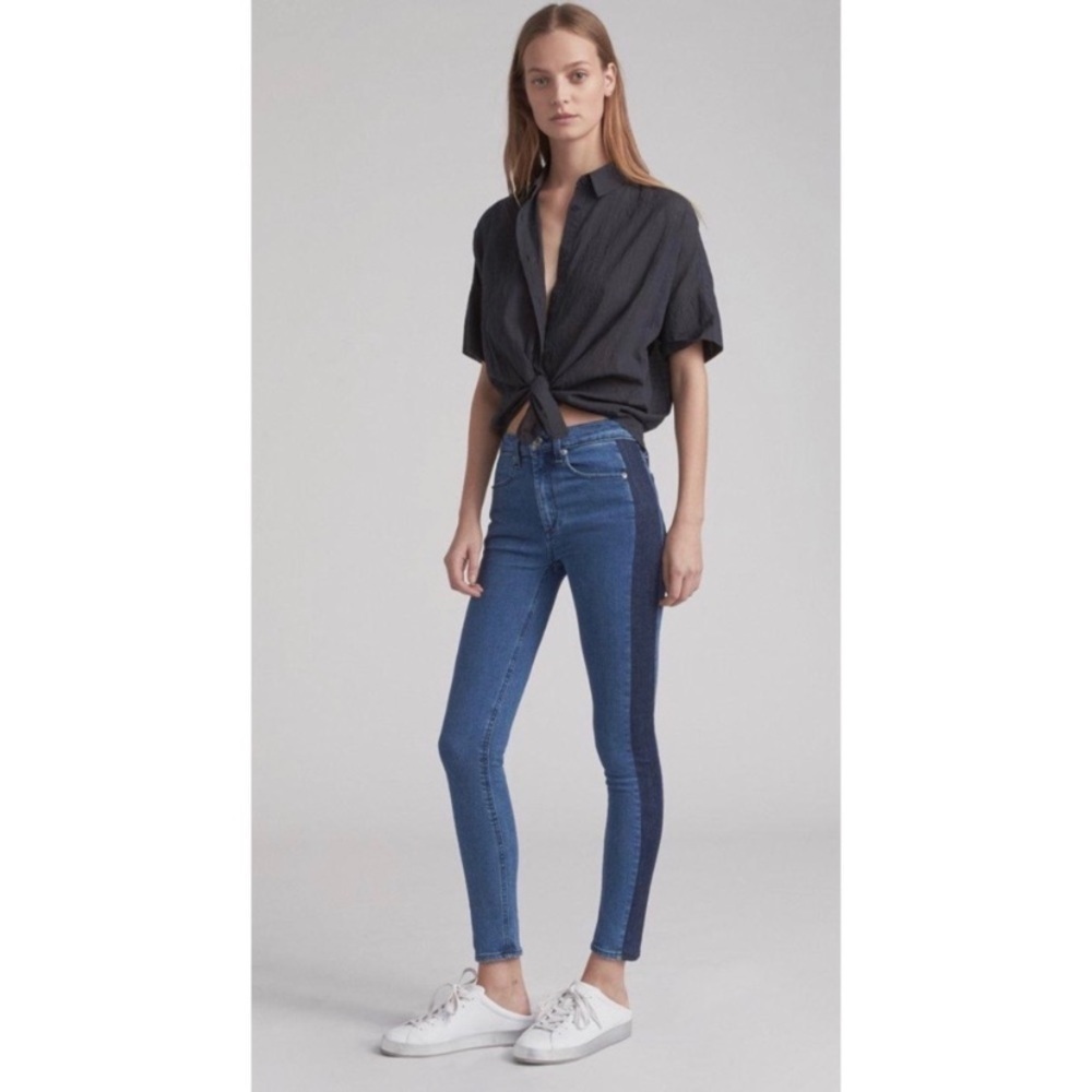 Rag & Bone Mazie Jean High Rise Skinny Leg in Double Indigo Side Stripe